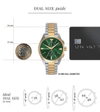 Emporio Armani Claudio Chronograph Green Dial Two Tone Steel Strap Watch For Women - AR11511