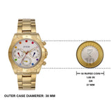 Guess Exclusive Multi Color White Dial Gold Steel Strap Watch for Women - GW0457L1