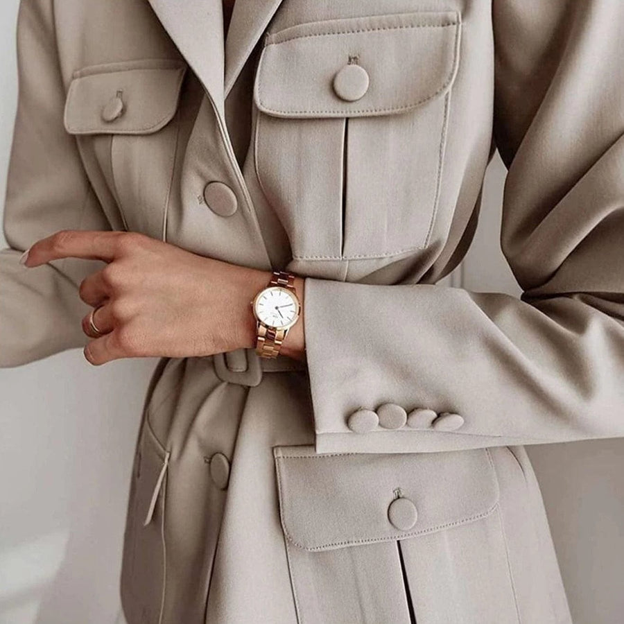 Daniel Wellington Iconic Link White Dial Rose Gold Steel Strap Watch For Women - DW00100211