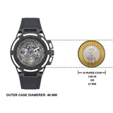 Guess Watch MP000000018385333 with 46mm case, next to a 10 Rupee coin.