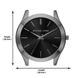 Michael Kors Slim Runway Quartz Black Dial Grey Steel Strap Watch For Men - MK1044