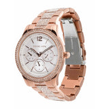 Michael Kors Tibby Chronograph White Dial Rose Gold Steel Strap Watch For Men - MK7293