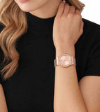 Michael Kors Lennox Three Hand Rose Gold Dial Rose Gold Mesh Strap Watch For Women - MK7336