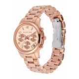 Michael Kors Runway Chronograph Rose Gold Dial Rose Gold Steel Strap Watch For Women - MK7327