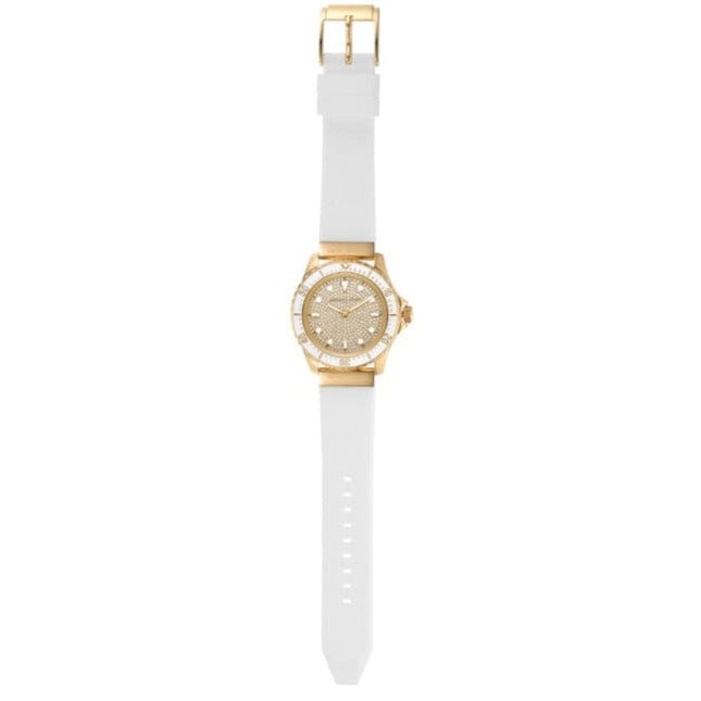 Michael Kors Everest Analog Gold Dial White Silicone Strap Watch For Women - MK7357