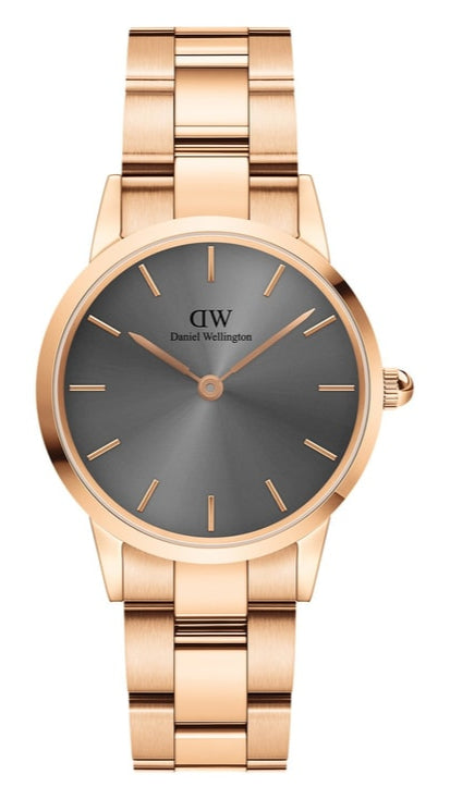 Daniel Wellington Iconic Link Grey Dial Round Case Stainless Steel Watch For Women - DW00100336