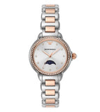 Emporio Armani Mia Three Hand Moonphase Mother of Pearl Dial Two Tone Steel Strap Watch For Women - AR11567