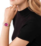 Michael Kors Lennox Analog Pink Dial Rose Gold Steel Strap Watch For Women - MK7396