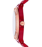 Michael Kors Lennox Analog Crystals Red Dial Red Steel Strap Watch for Women - MK7455