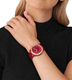 Michael Kors Lennox Analog Crystals Red Dial Red Steel Strap Watch for Women - MK7455