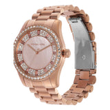 Michael Kors Lexington Three Hand Mother of Pearl Pink Dial Rose Gold Steel Strap Watch For Women - MK7444