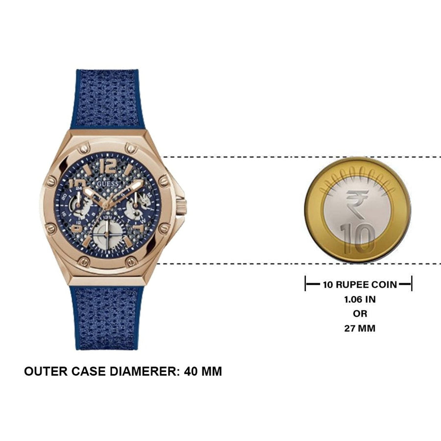 Guess Asteria Multifunction Blue Dial Blue Rubber Strap Watch For Women - GW0620L3