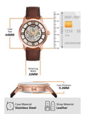 Fossil Townsman Automatic Skeleton Gold Dial Brown Leather Strap Watch for Men - ME3043