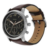 Fossil Neutra Chronograph Black Dial Brown Leather Strap Watch for Men - FS6024