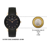 Daniel Wellington watch with black dial, 40mm case, and 10 Rupee coin...
