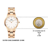 Daniel Wellington watch with 28mm case and 10 Rupee comparison