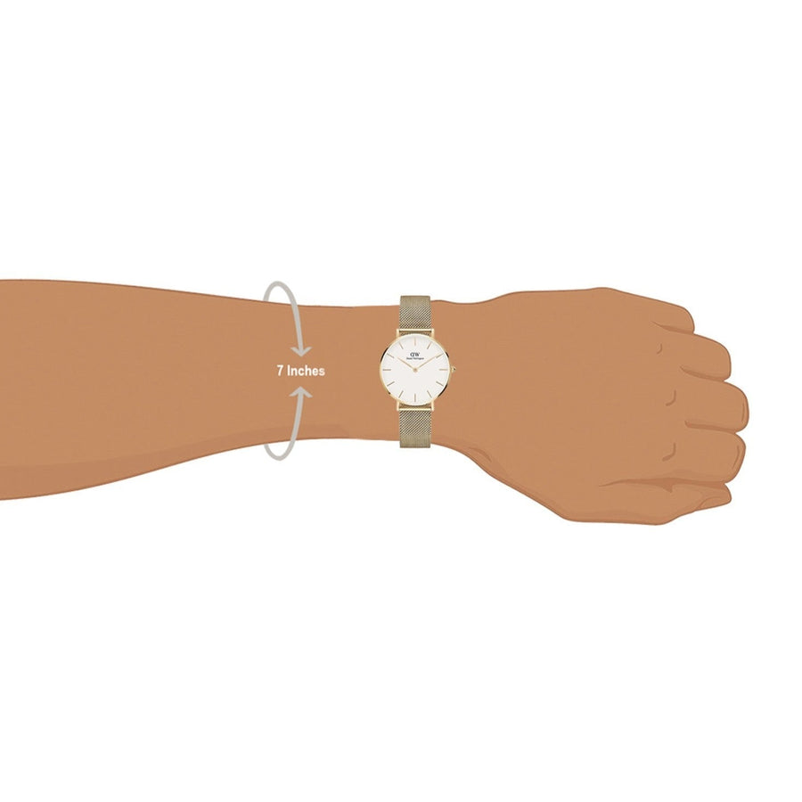 Daniel Wellington Classic Petite White Dial Gold Mesh Bracelet Watch For Women - DW00100348