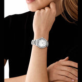 Michael Kors Sage Three-Hand White Dial Silver Steel Strap Watch for Women - MK4807