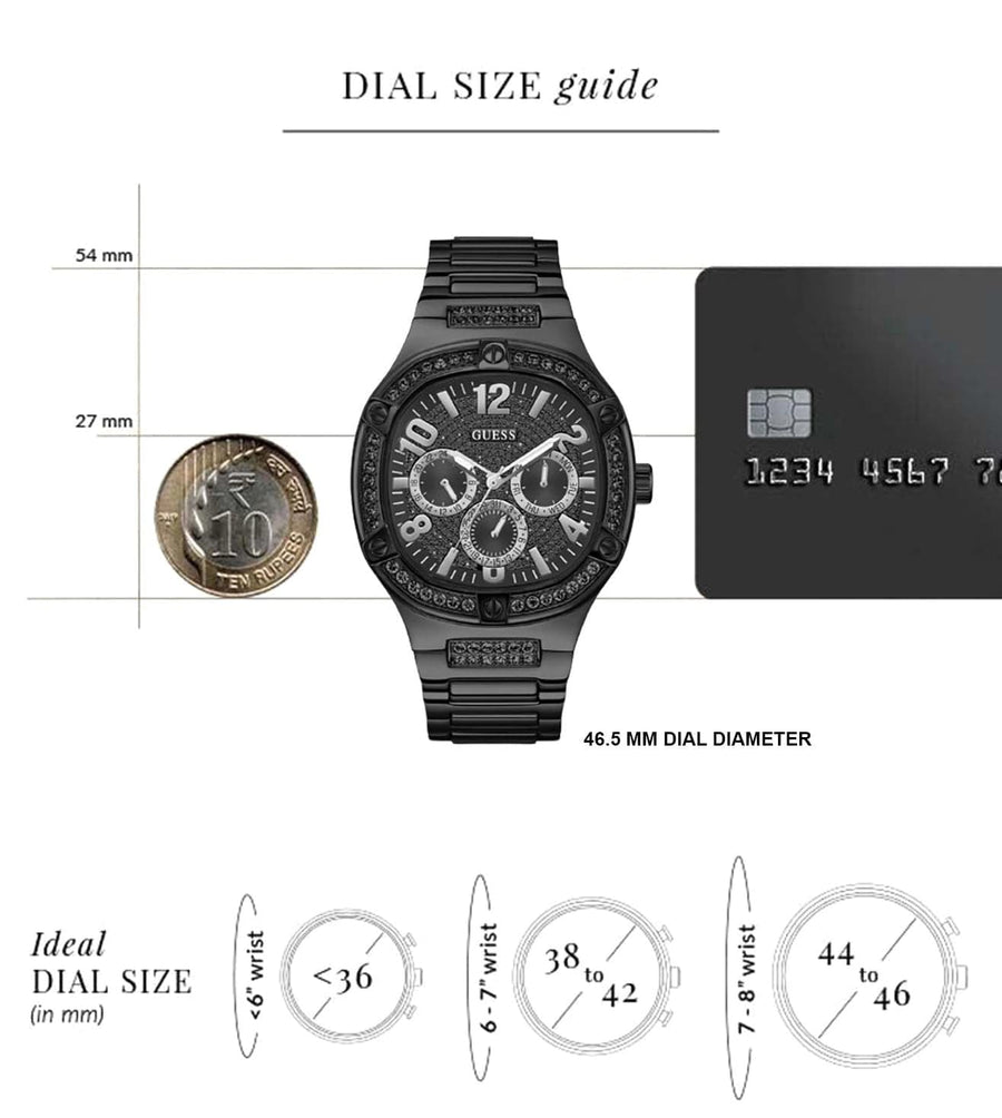 Guess Duke Glitz Crystals Black Dial Black Steel Strap Watch For Men - GW0576G3