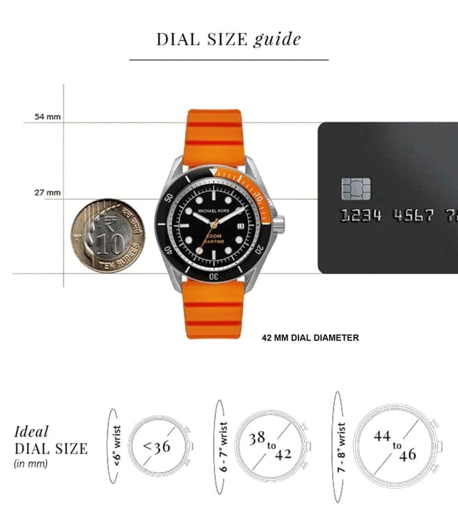 Michael Kors Maritime Three-Hand Analog Black Dial Orange Silicone Strap Watch for Men - MK9157