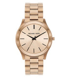 Michael Kors Slim Runway Three-Hand Gold Dial Gold Steel Strap Watch for Women - MK9122