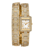 Michael Kors Emery Analog Crystals White Dial Gold Steel Strap Watch for Women - MK4835