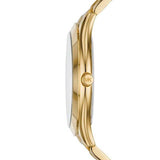 Michael Kors Slim Runway Blue Mother of Pearl Dial Gold Steel Strap Watch for Women - MK3492