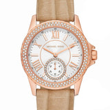 Michael Kors Mini Everest Crystals White Dial Brown Leather Strap Watch for Women - MK4719