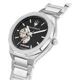 Maserati Stile Automatic Black Dial Silver Steel Strap Watch For Men - R8823142002