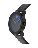 Movado Bold TR90 Black Dial Black Leather Strap Watch For Men - 3600307