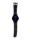 Movado Bold Metallic Blue Dial Black Leather Strap Watch for Men - 3600137