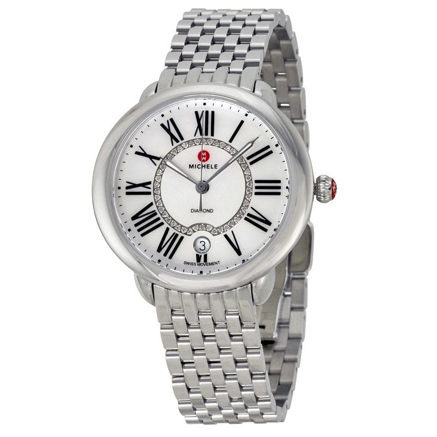 Michele Serein Mother of Pearl Dial Silver Steel Strap Watch for Women - MWW21B000009