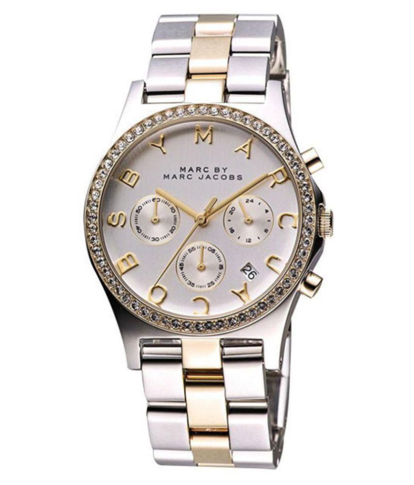 Marc Jacobs Henry Chronograph Silver Dial Two Tone Steel Strap Watch for Women - MBM3197