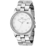 Marc Jacobs Henry Diamonds White Dial Silver Steel Strap Watch for Women - MBM3044