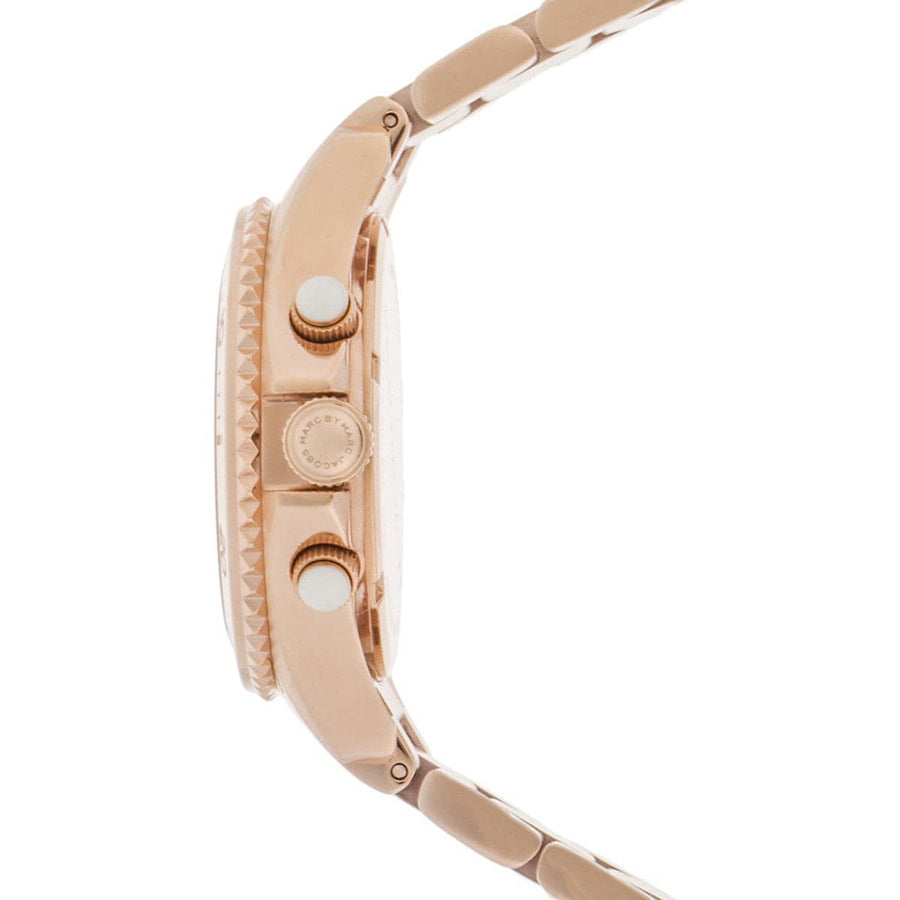 Marc Jacobs Rock Chronograph Rose Gold Dial Rose Gold Steel Strap Watch for Women - MBM3156