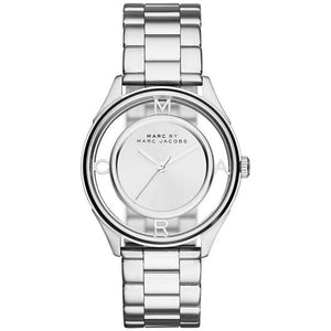 Marc Jacobs Tether Transparent Silver Dial Silver Steel Strap Watch for Women - MBM3412