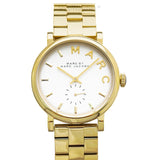 Marc Jacobs Baker White Dial Gold Steel Strap Watch for Women - MBM3243