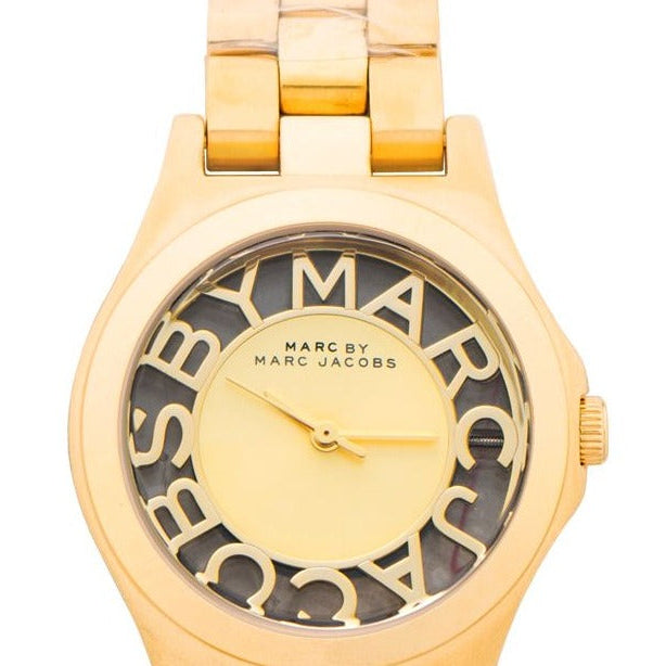 Marc Jacobs Henry Gold Dial Gold Steel Strap Watch for Women - MBM3292