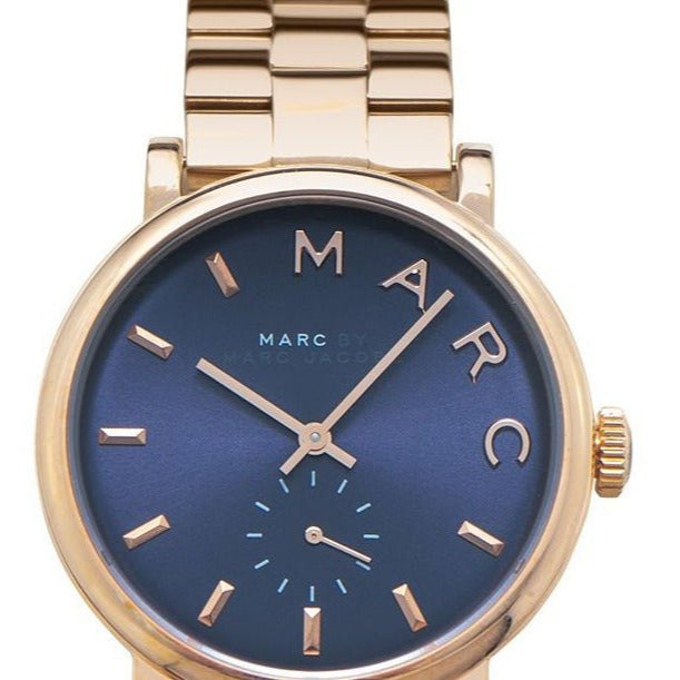 Marc Jacobs Baker Blue Dial Rose Gold Steel Strap Watch for Women - MBM3330