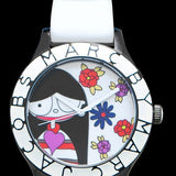 Marc Jacobs Miss Marc Flower White Dial White Silicone Strap Watch for Women - MBM5513