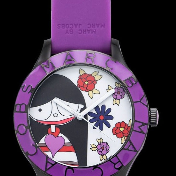 Marc Jacobs Marc White Dial Purple Silicone Strap Watch for Women - MBM5514
