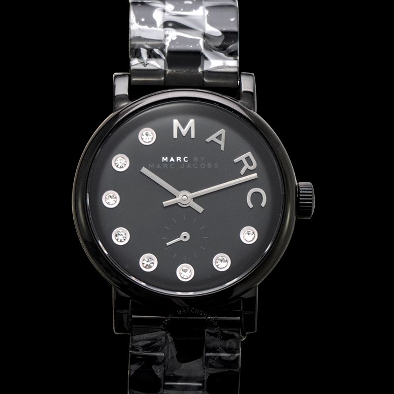 Marc Jacobs Marc Black Dial Black Steel Strap Watch for Women - MBM8673