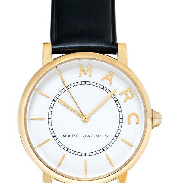 Marc Jacobs Roxy White Dial Black Leather Strap Watch for Women - MJ1532