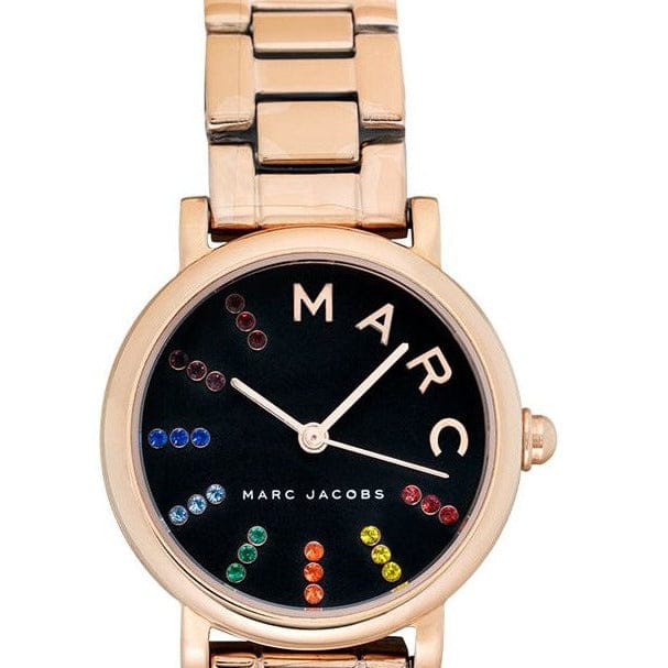 Marc Jacobs Roxy Black Dial Rose Gold Steel Strap Watch for Women - MJ3569