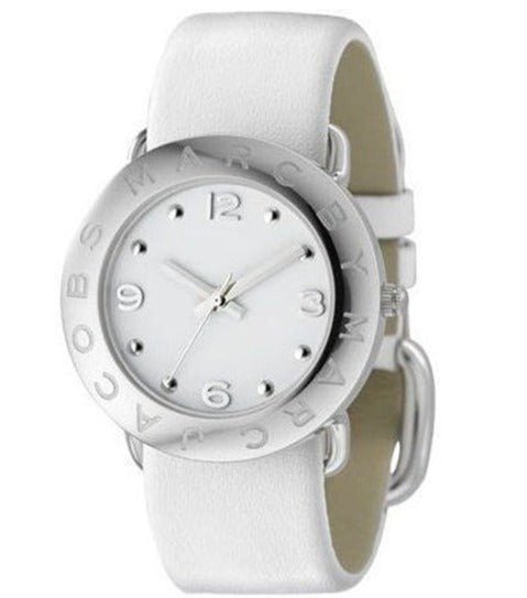 Marc Jacobs Amy White Dial White Leather Strap Watch for Women - MBM1136