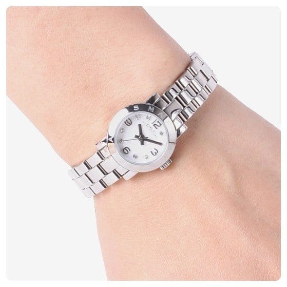 Marc Jacobs Amy Dinky White Dial Silver Steel Strap Watch for Women - MBM3225