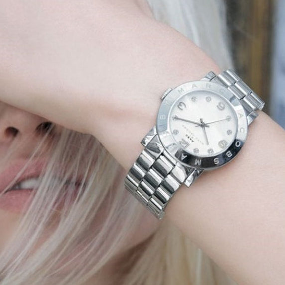 Marc Jacobs Mini Amy White Dial Silver Steel Strap Watch for Women - MBM3055
