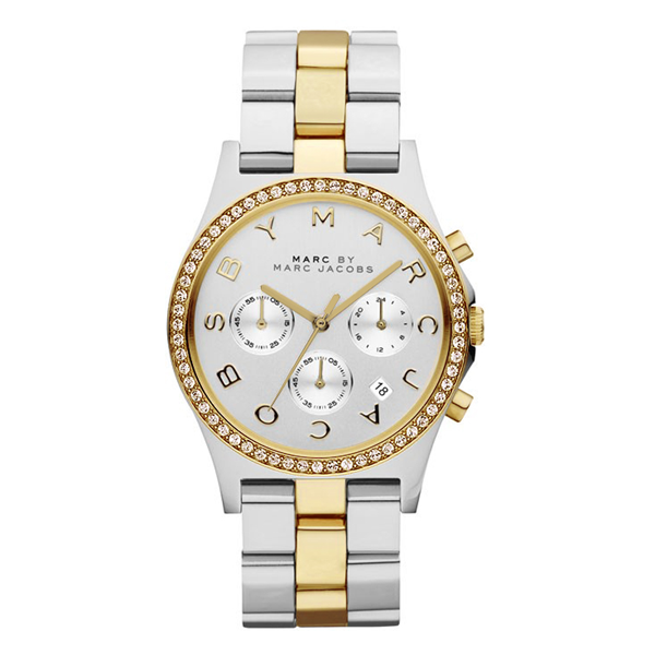 Marc Jacobs Henry Chronograph Silver Dial Two Tone Steel Strap Watch for Women - MBM3197