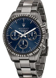 Maserati Competizione Blue Dial Grey Steel Strap Watch For Men - R8853100019