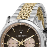 Maserati Legend Chronograph 42mm Brown Dial Two Tone Steel Strap Watch For Men - R8873638003